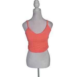 FP Movement‎ Size M/L Good Karma Ruched Crop Tank Neon Coral Athleisure Summer